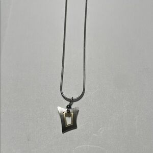Silver Two-Tone Geometric Pendant Necklace